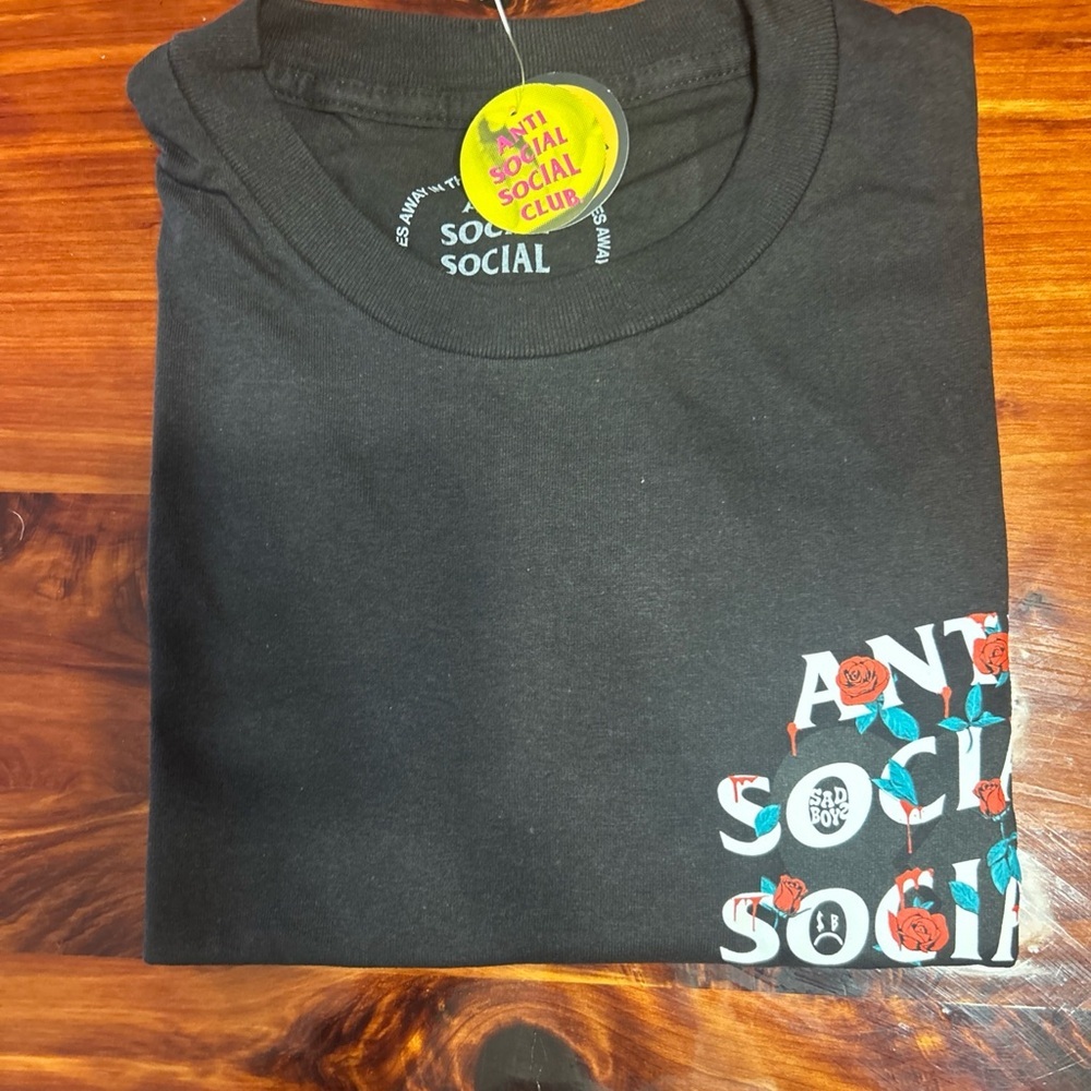 Anti Social Social Club Black Tee with Floral Graphic